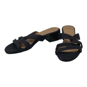 Aquatalia black woven slip on strappy sandals size 9 - US 8